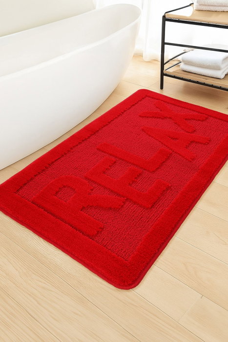 Mijölnir Alfombrilla de Baño Roja 60 x 100 cm Polipropileno Antideslizante Lavable